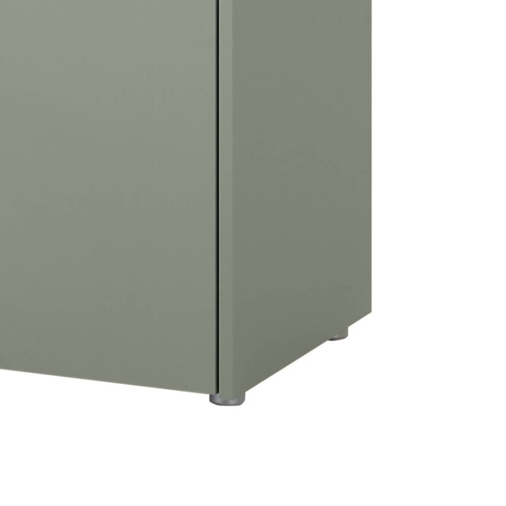 Wohnzimmerschrank modern Ulfava in Graugrün und Eichefarben
