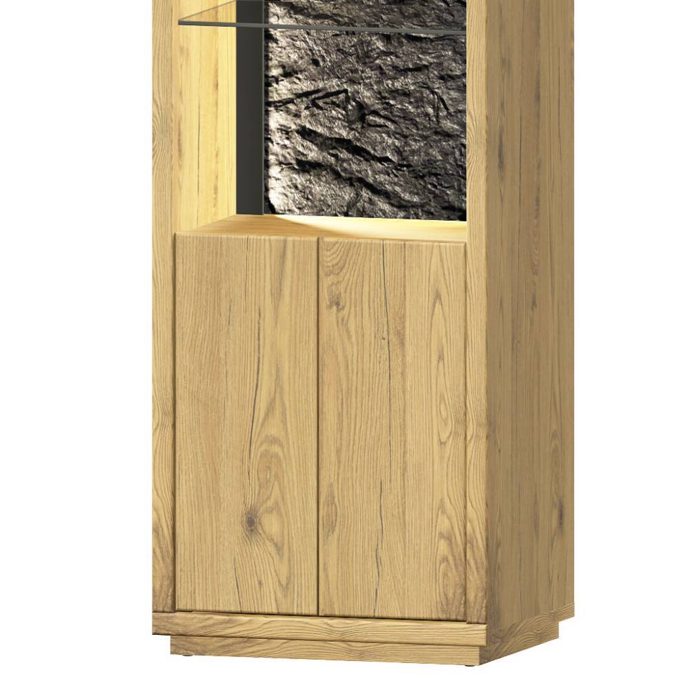 Wohnzimmerschrankwand Ostoro in Wildeiche Bianco aus Massivholz (dreiteilig)