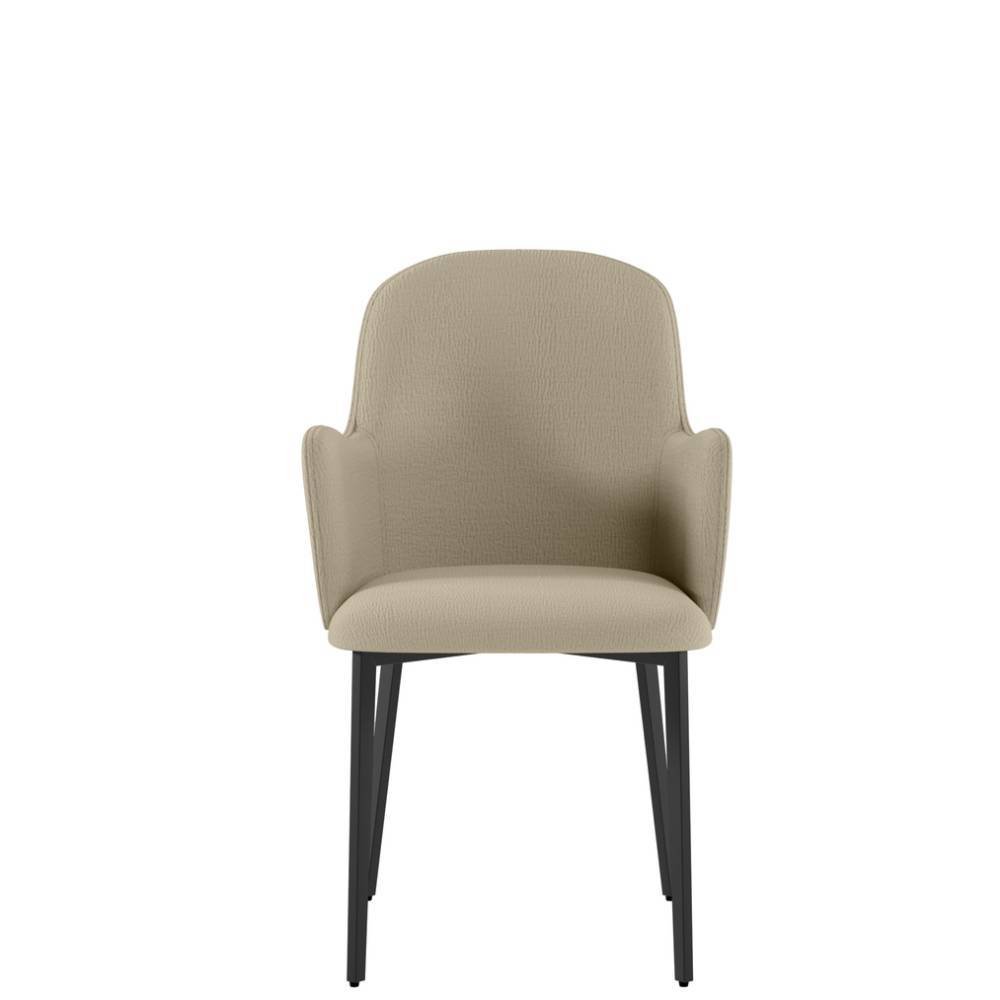 Esszimmerarmlehnstuhl Adamsaq in Beige aus Strukturstoff (4er Set)