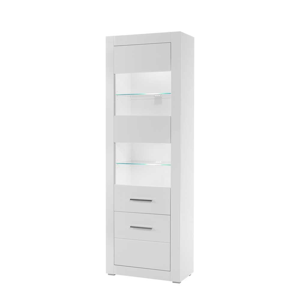 Wohnzimmer Schrankwand Triango in Weiß Hochglanz modern (vierteilig)