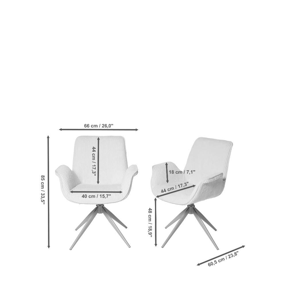 Esstisch Stühle Jemanu aus Cord drehbar (2er Set)