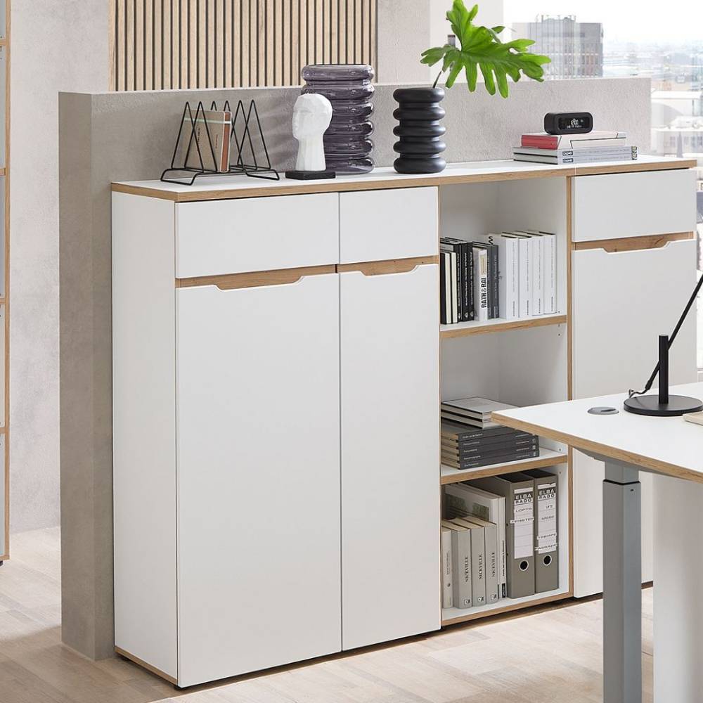 Ordnerschrank Mariocavo in Weiß 75 cm breit
