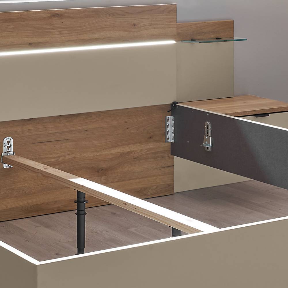 Komplettschlafzimmer Mero in modernem Design mit LED Beleuchtung (vierteilig)
