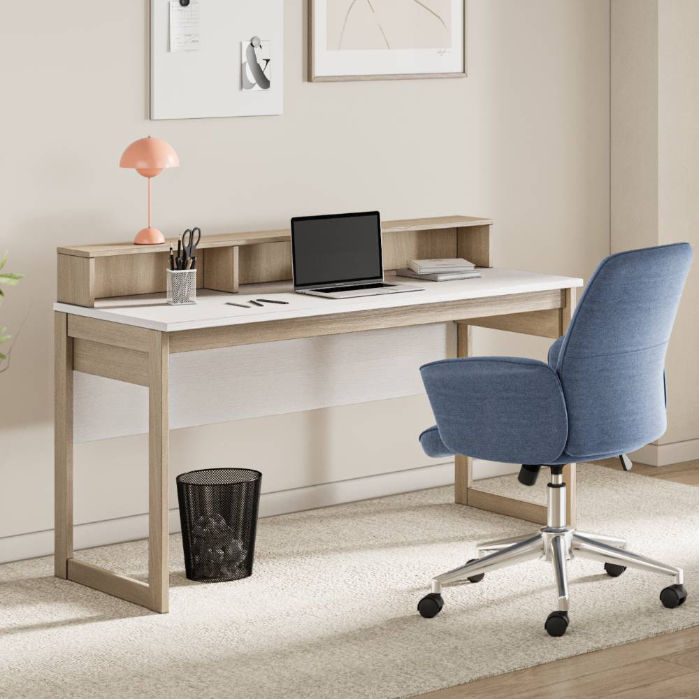 Komplettbüro Labrassa zweiteilig in Eichefarben & Weiß (zweiteilig)