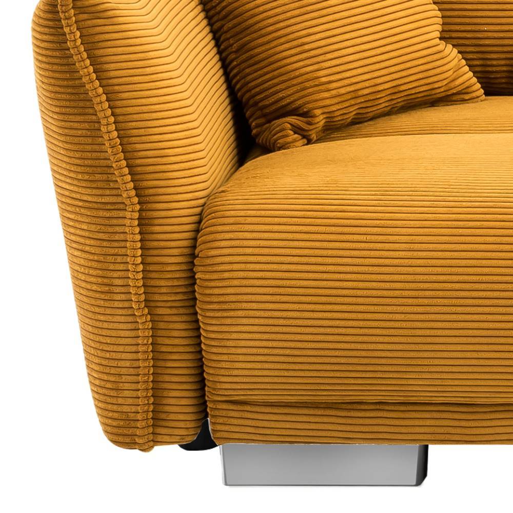 Dreisitzer Sofa Vulin aus Cord in Goldfarben