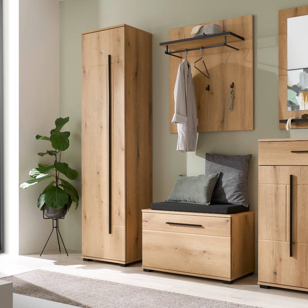 Garderobenschrank Nemphia in Eichefarben mit Drehtür