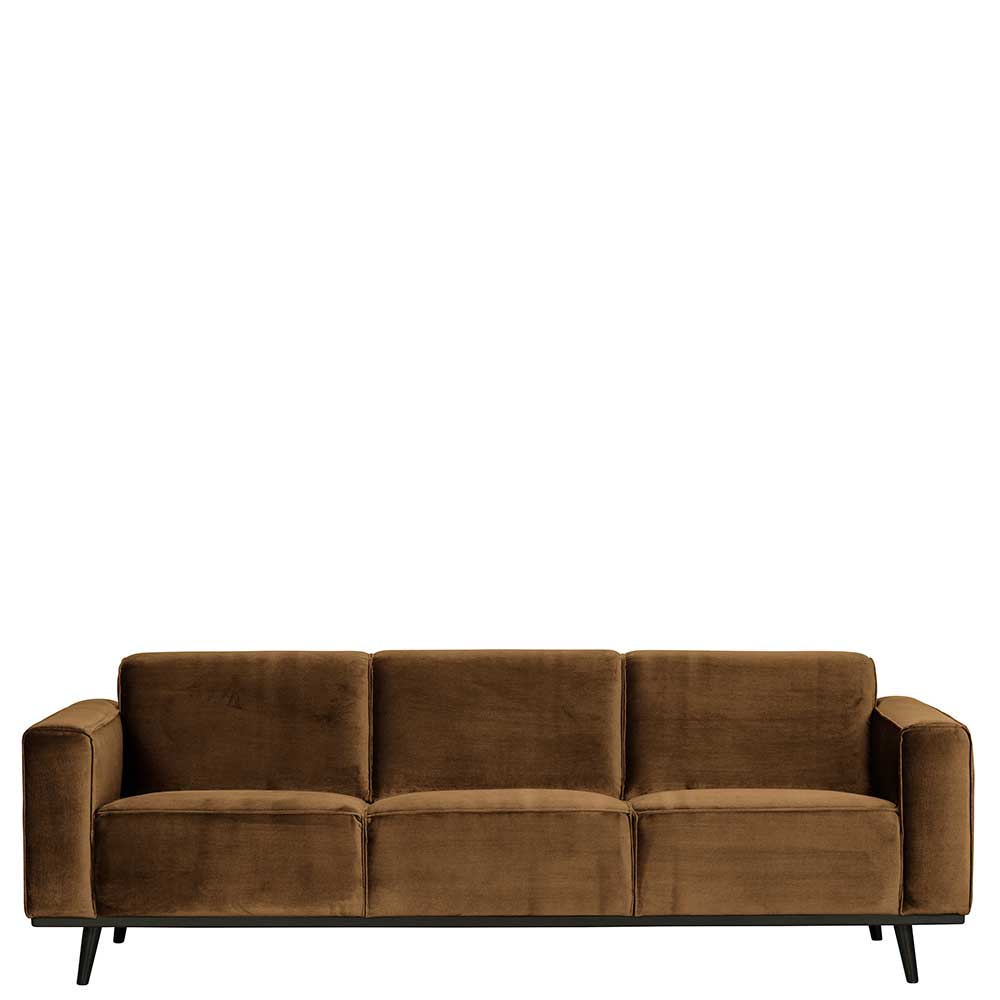 Samt Dreisitzer Sofa Bondi in Honigfarben 230 cm breit