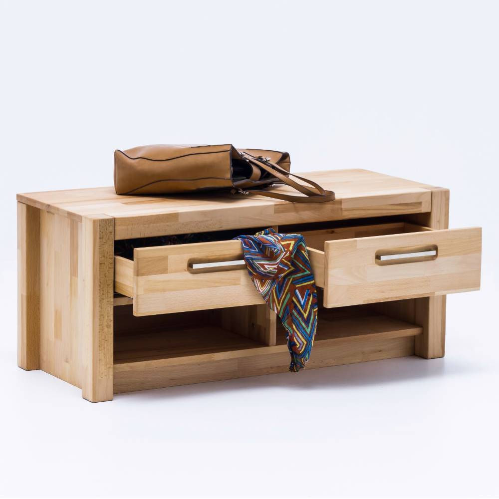 Garderobenkommode Jameson aus Kernbuche Massivholz mit zwei Schubladen