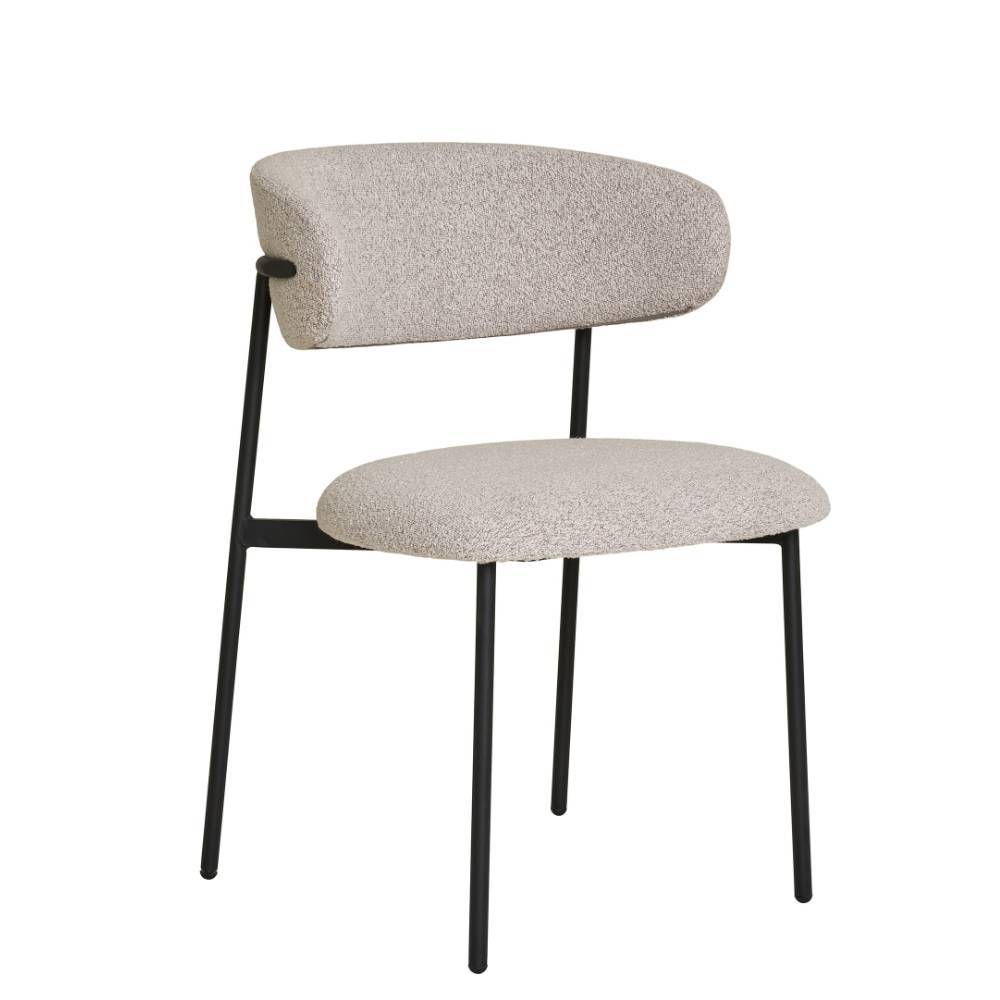 Polsterstuhl Esszimmer Eleon in Beige aus Boucle Stoff (2er Set)