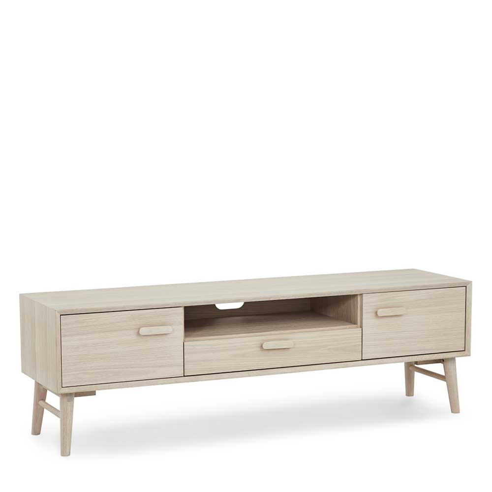 TV Board Vilrada im Skandi Design mit einem offenen Gerätefach
