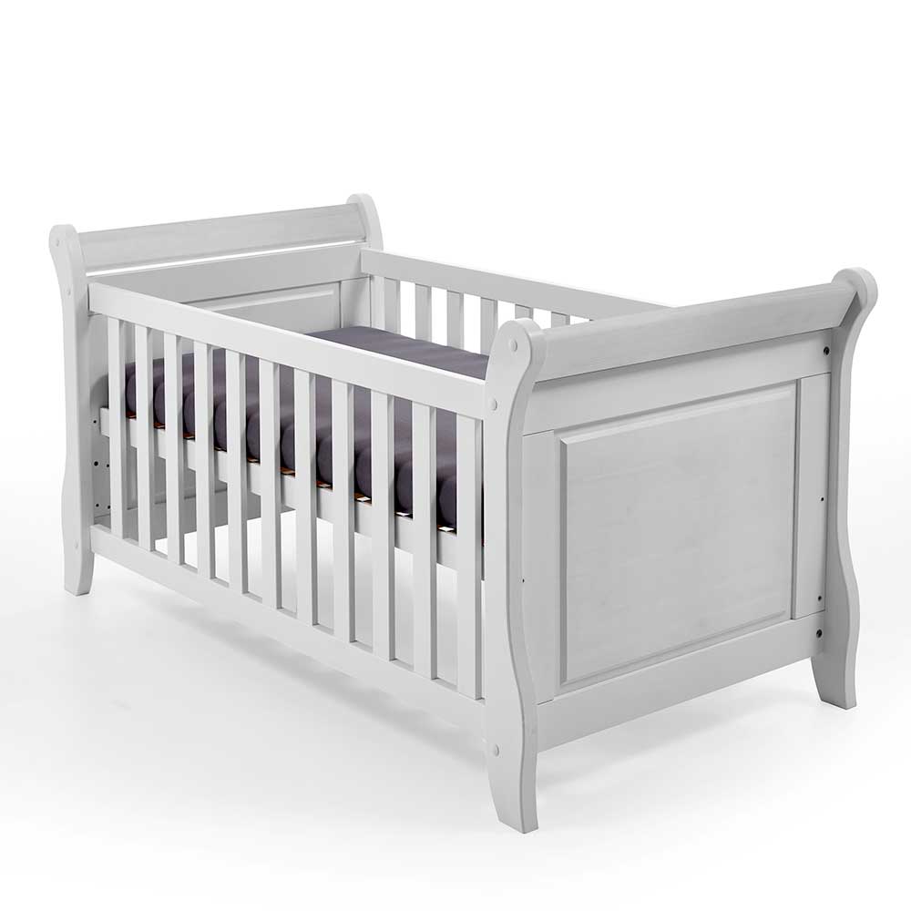 Babybett Mures in Weiß aus Kiefer massiv lackiert