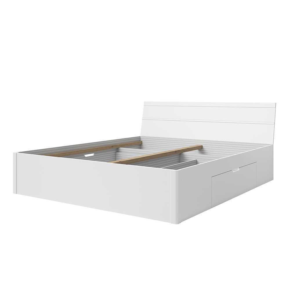 Weißes Schubkastenbett One in modernem Design 45 cm Einstiegshöhe