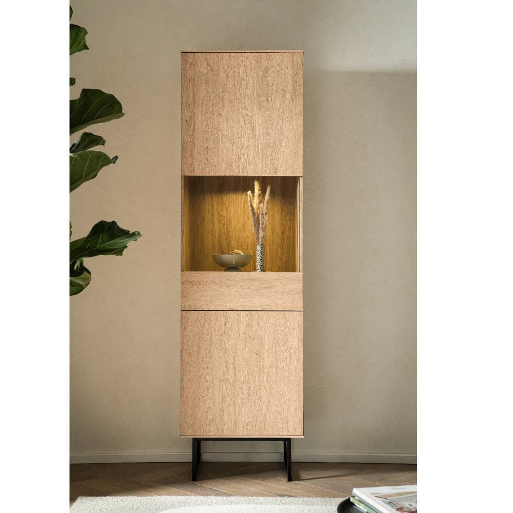 Wohnzimmer Anbauwand Carno in Eiche Stone 208 cm breit (zweiteilig)