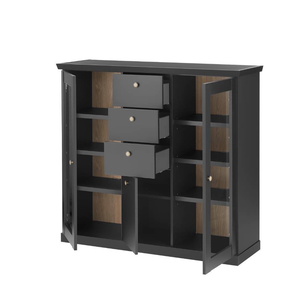 Highboard Enjta im Landhausstil in Schwarz matt