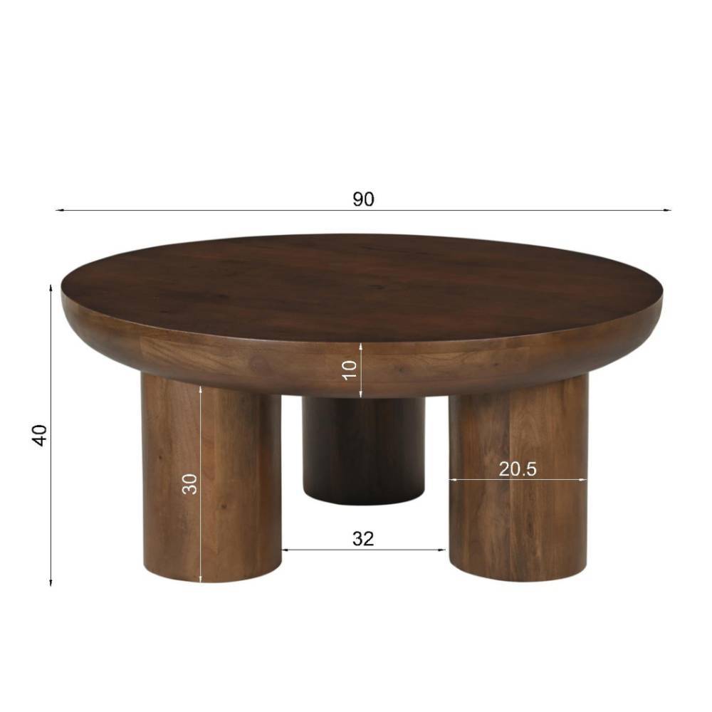 Vollholztisch Iloca in runder Form aus Mangobaum Massivholz