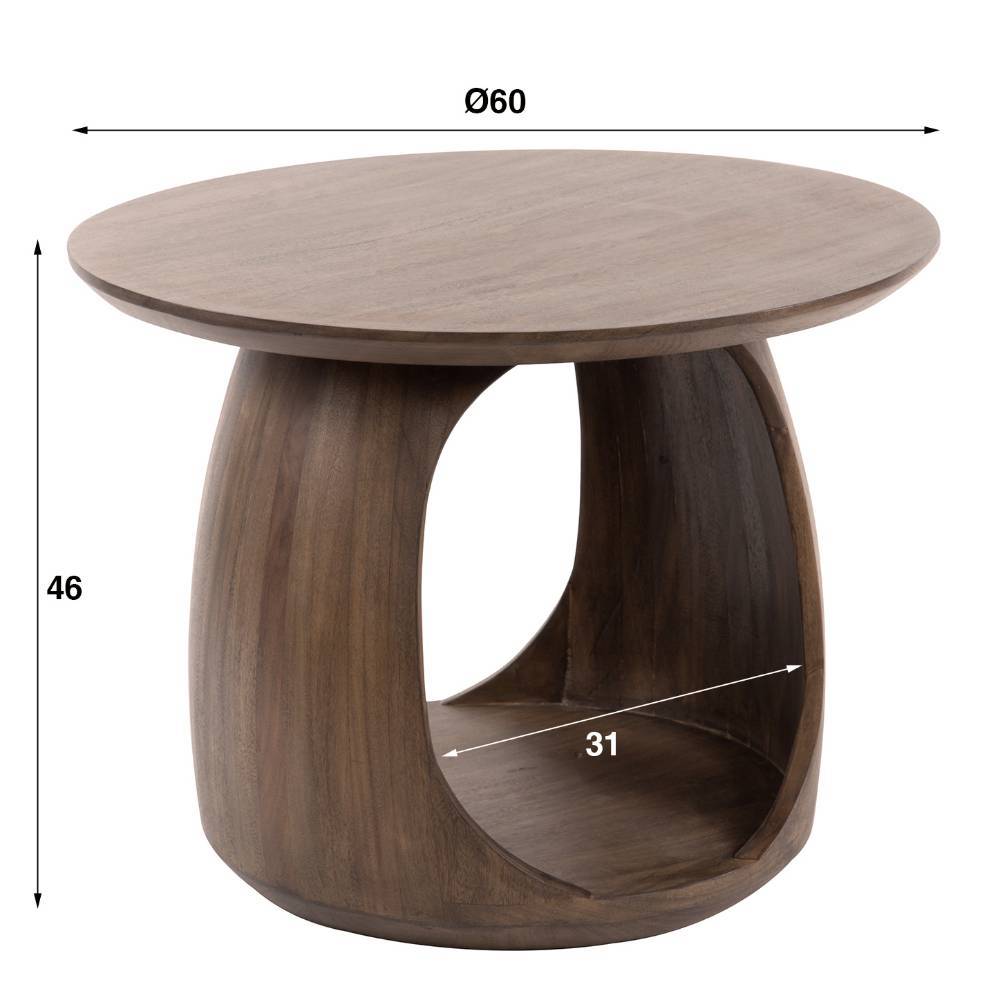 Designtisch Bangor in runder Form aus Akazie Massivholz