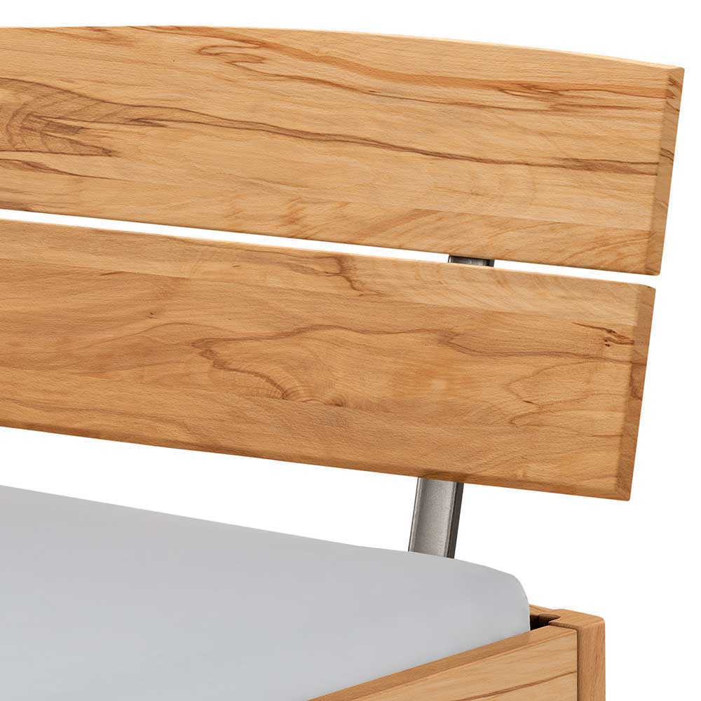Wildbuche Doppelbett Ubasta mit Metall Bügelgestell im Loft Stil