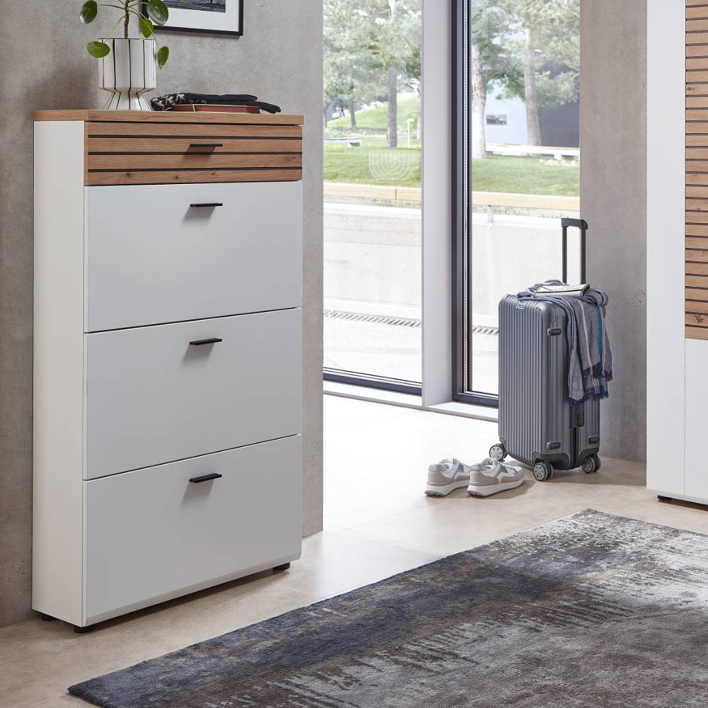 Schuhklappenschrank Luzie in modernem Design 25 cm tief