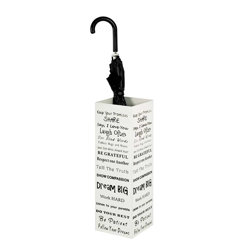 Schirmständer Fender in Weiß mit Schriftzug Design