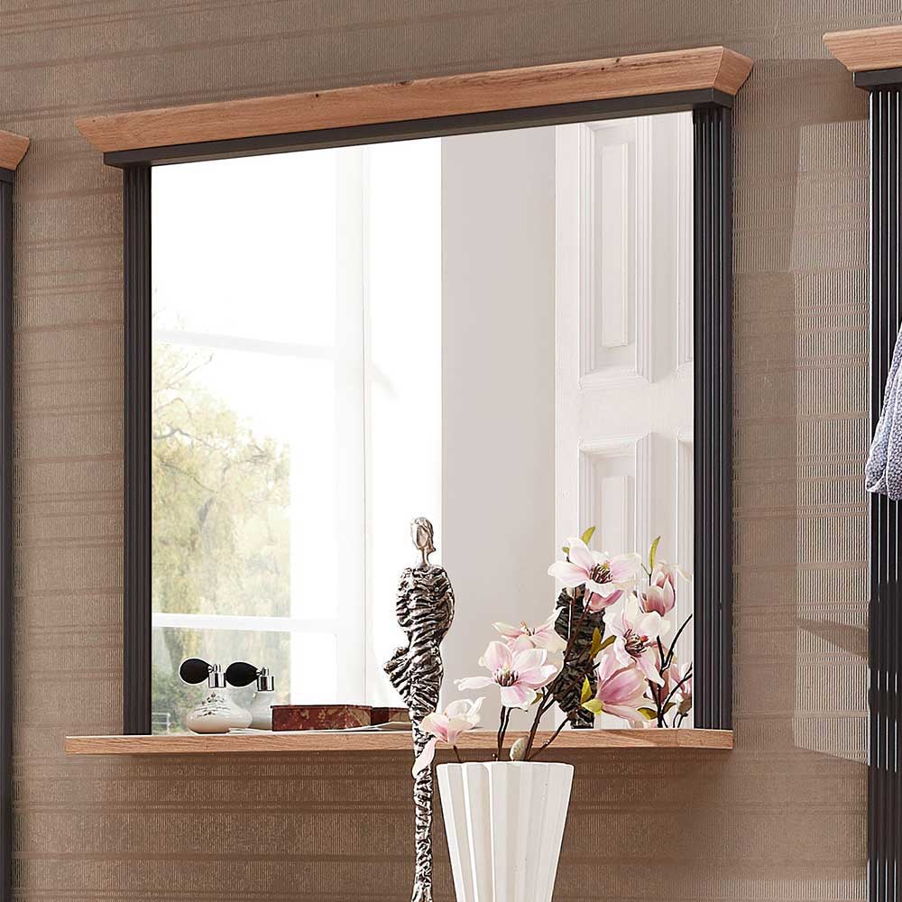 Flurgardarobe Valgura im Landhaus Design in Dunkelgrau und Eichefarben (fünfteilig)