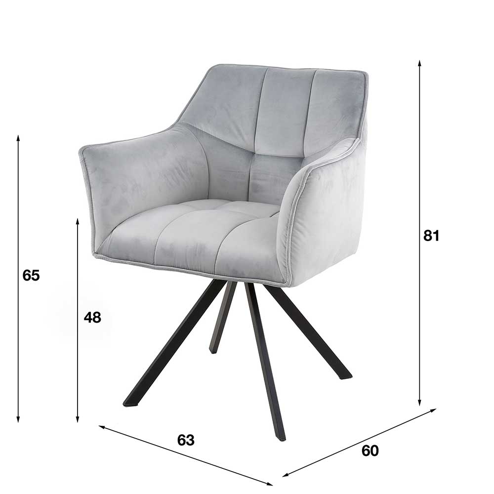 Esstisch Stühle Samt Yocha 62 cm breit - drehbar (2er Set)