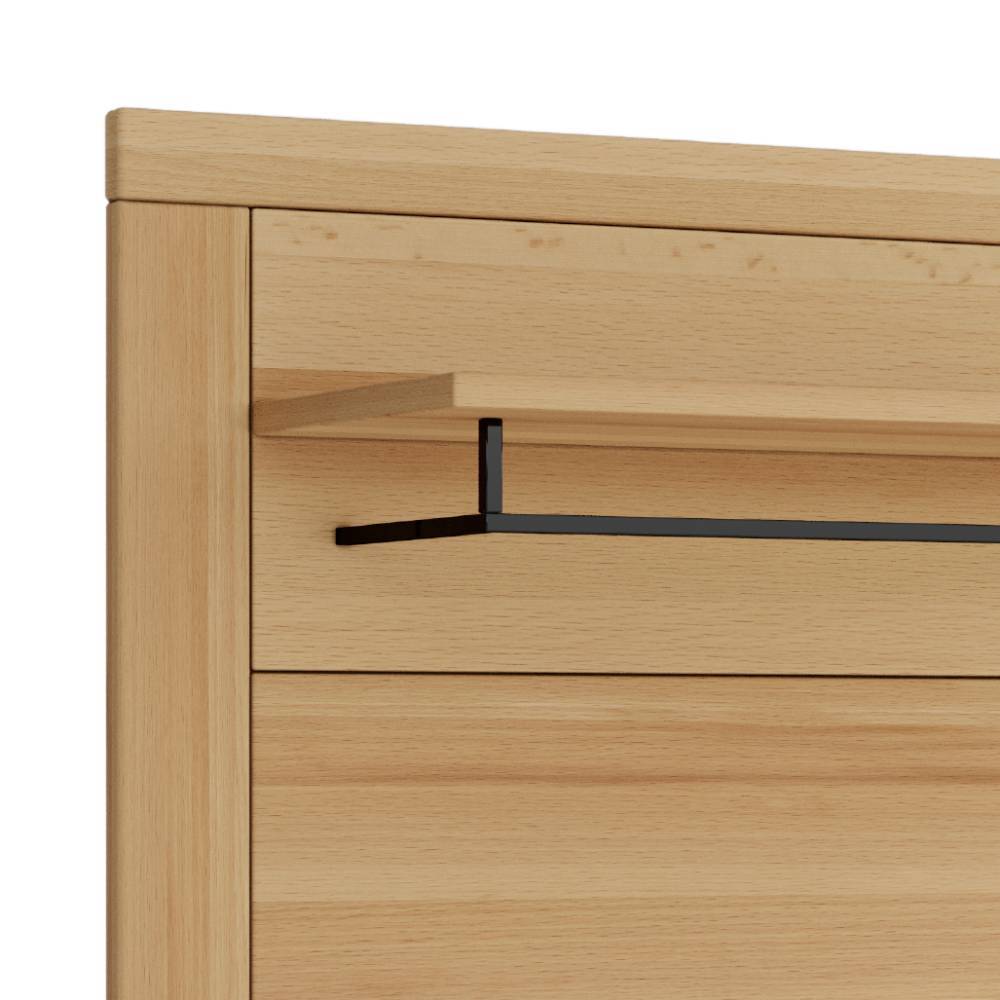 Wandgarderobe Zella in Kernbuchefarben mit 3 Kleiderhaken