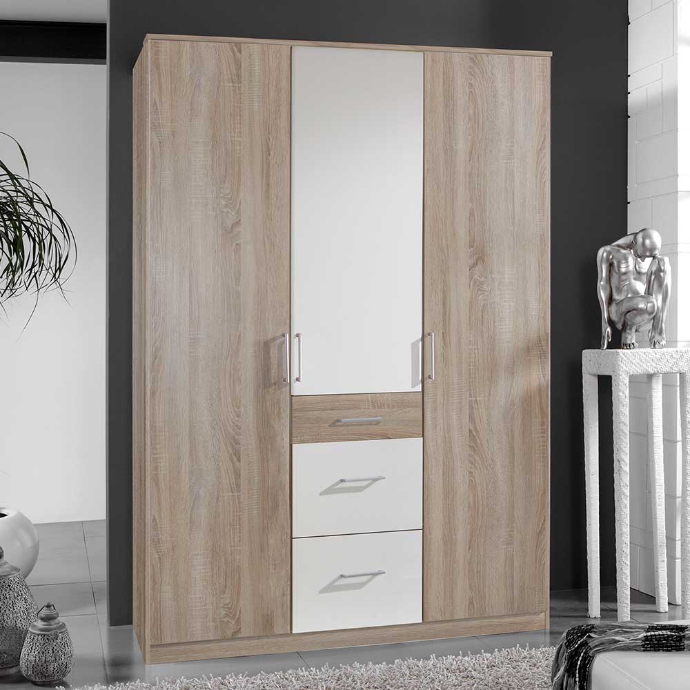 Jugend Kleiderschrank Milana in Eiche Sägerau und Weiß 199 cm hoch