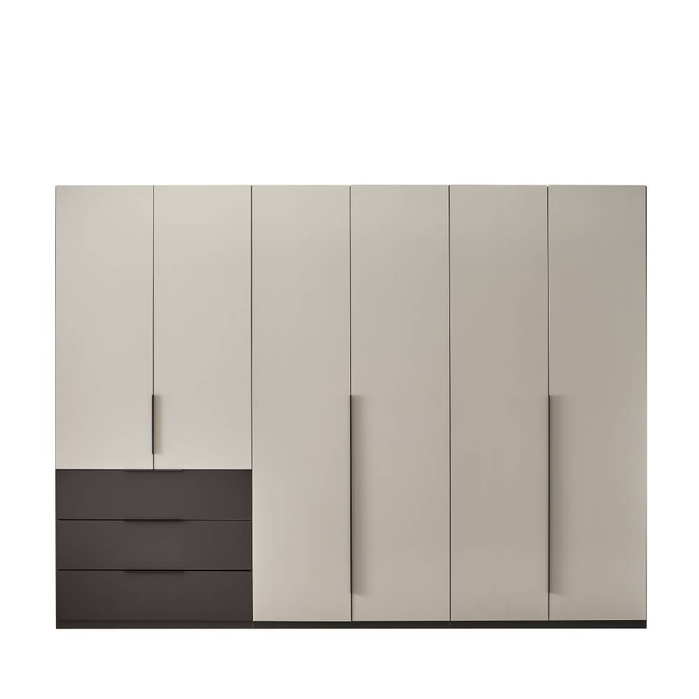 Schlafzimmerkleiderschrank Arionn mit Drehtüren in Lichtgrau
