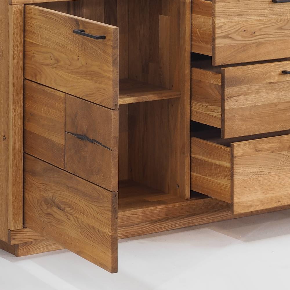 Sideboard Lasito aus Eiche Massivholz mit Hirnholz Applikation