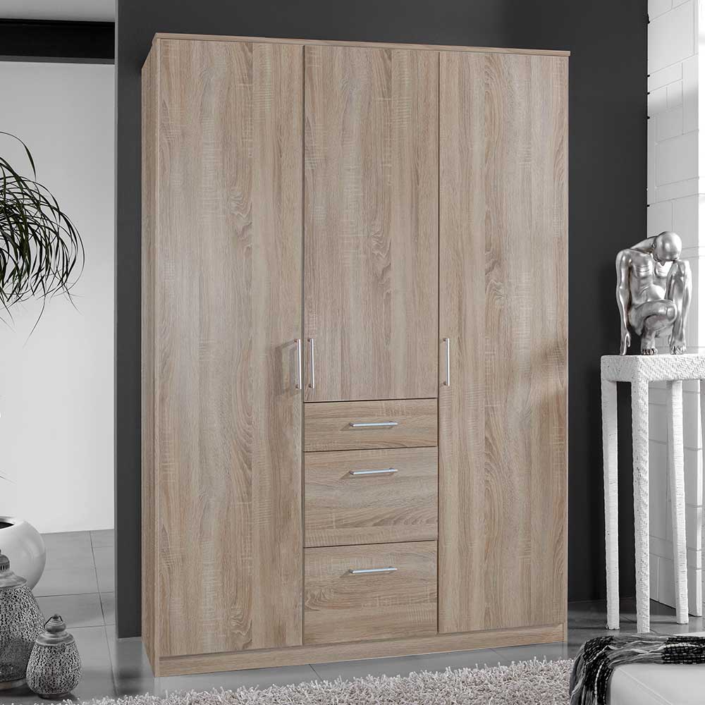 Schlafzimmerkleiderschrank Estella in Eiche Sägerau mit drei Schubladen