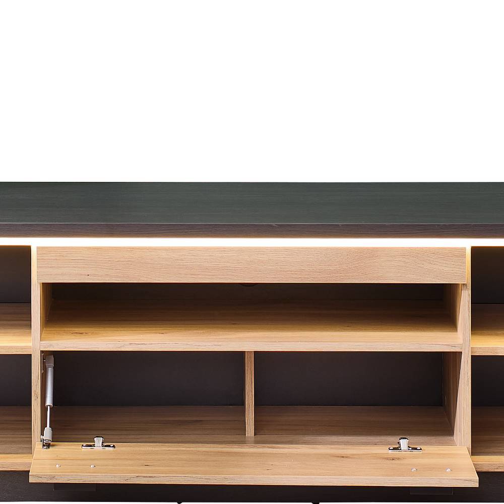 TV Lowboard Helias in Eichefarben mit LED Beleuchtung