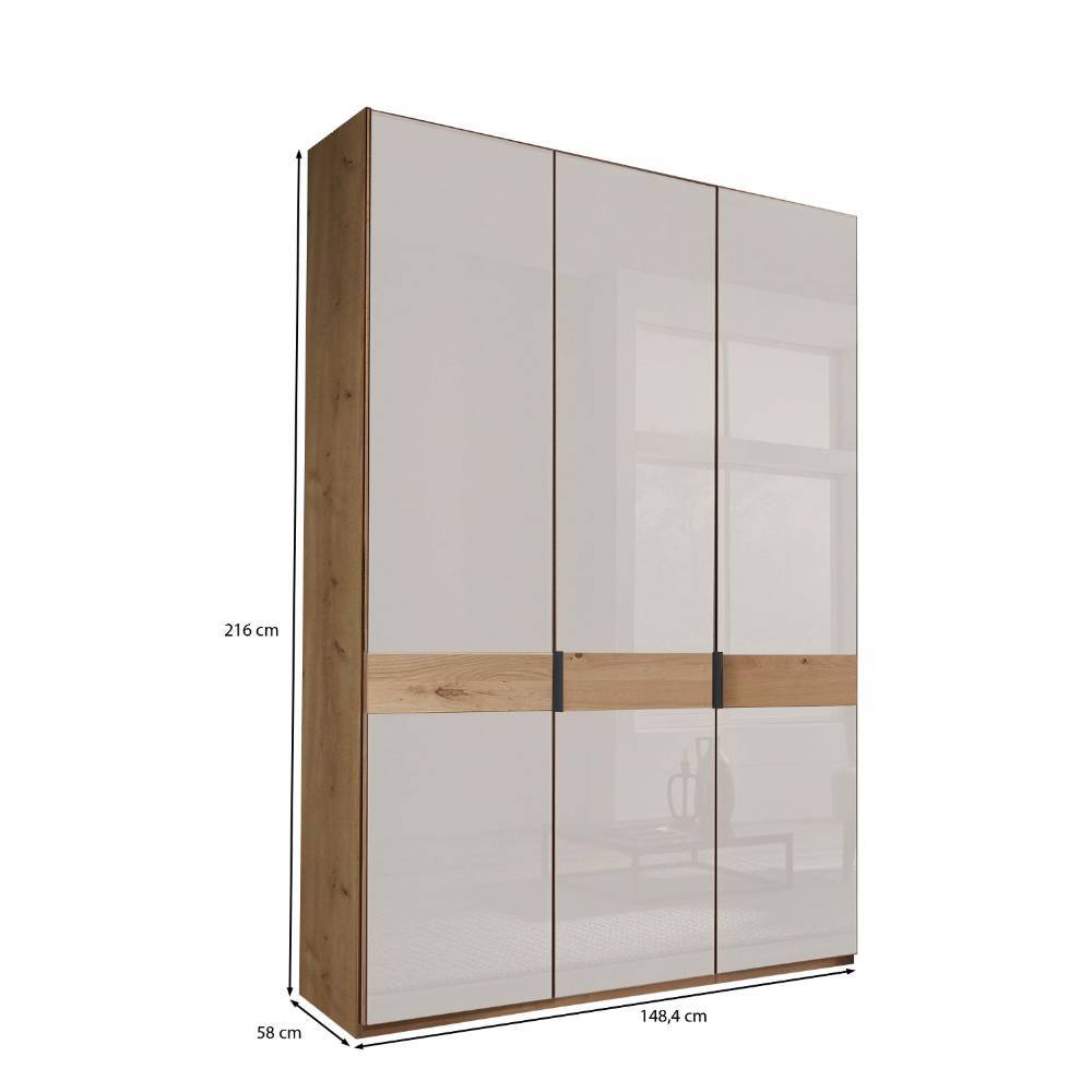 Drehtürenkleiderschrank Durac in Eiche Bianco und Weiß