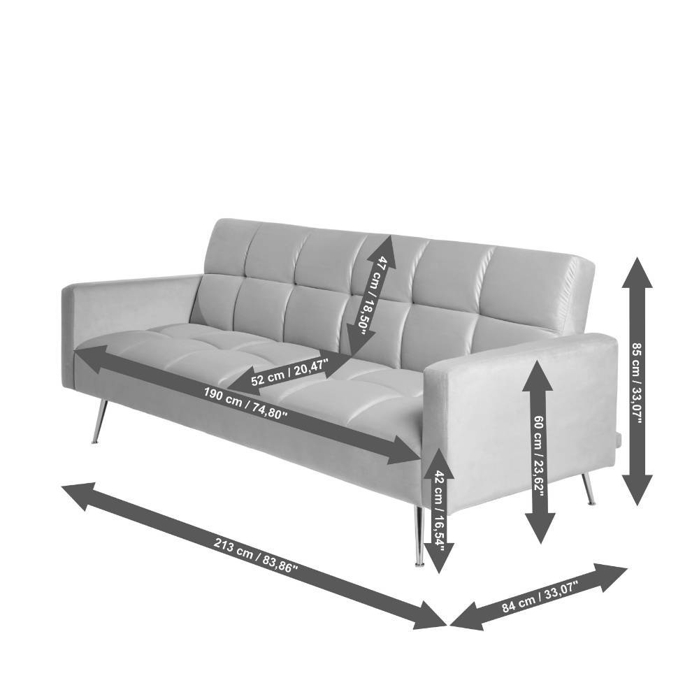 Schlafsofa Glamour aus Samt mit aufwendigen Steppungen