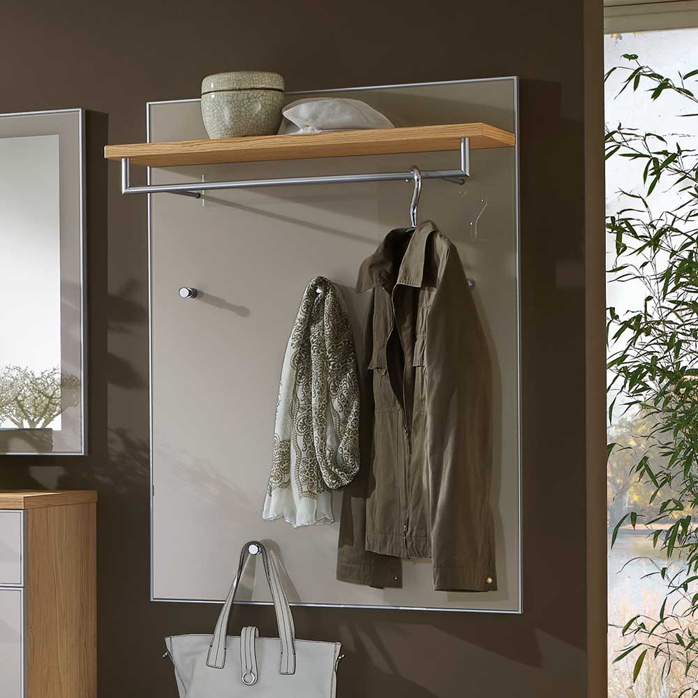 Hängegarderobe Pattinos in Taupe Glas Eiche Bianco furniert