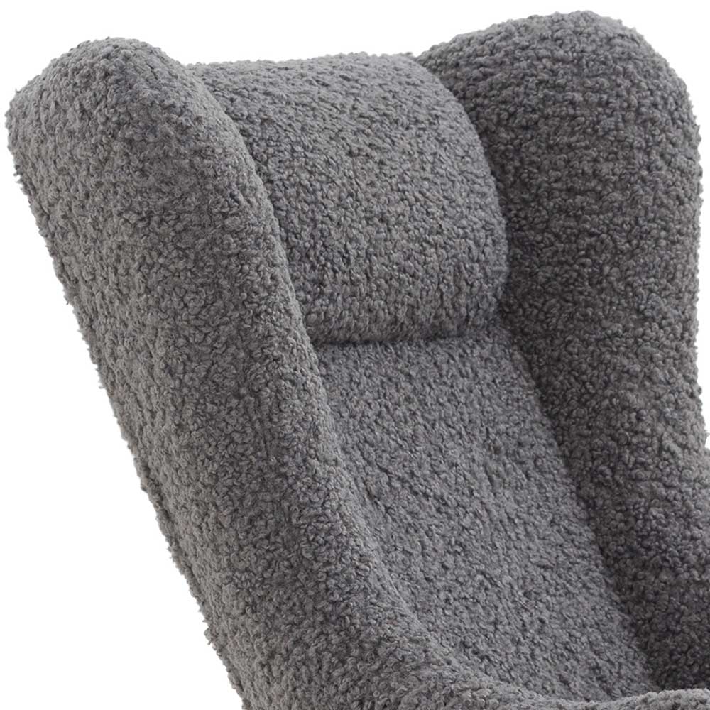 Plüsch Schaukelstuhl Jilamenda im Skandi Design in Grau