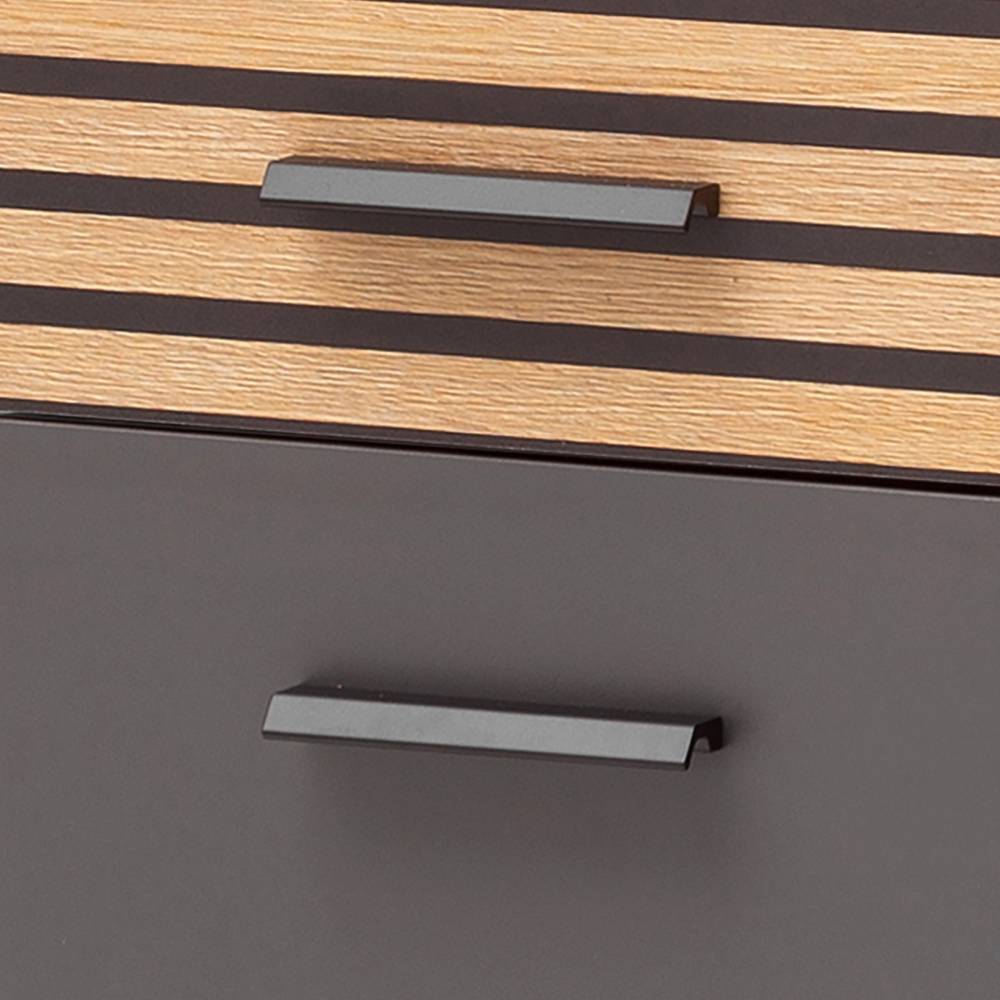 Kleiner Badezimmerschrank Bennus in Anthrazit und Paneeloptik