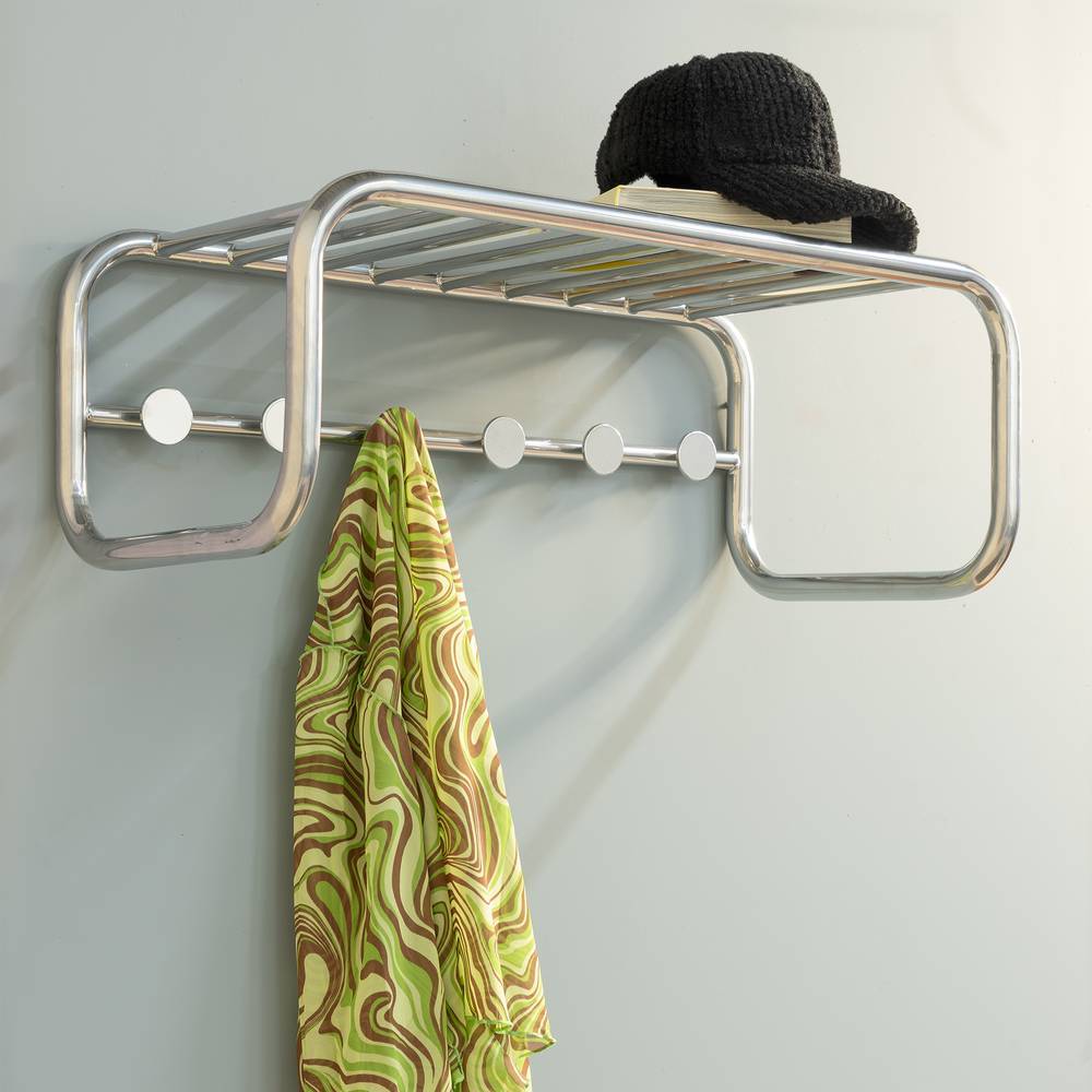 Retrostil Wandgarderobe Finigrano aus Stahl verchromt