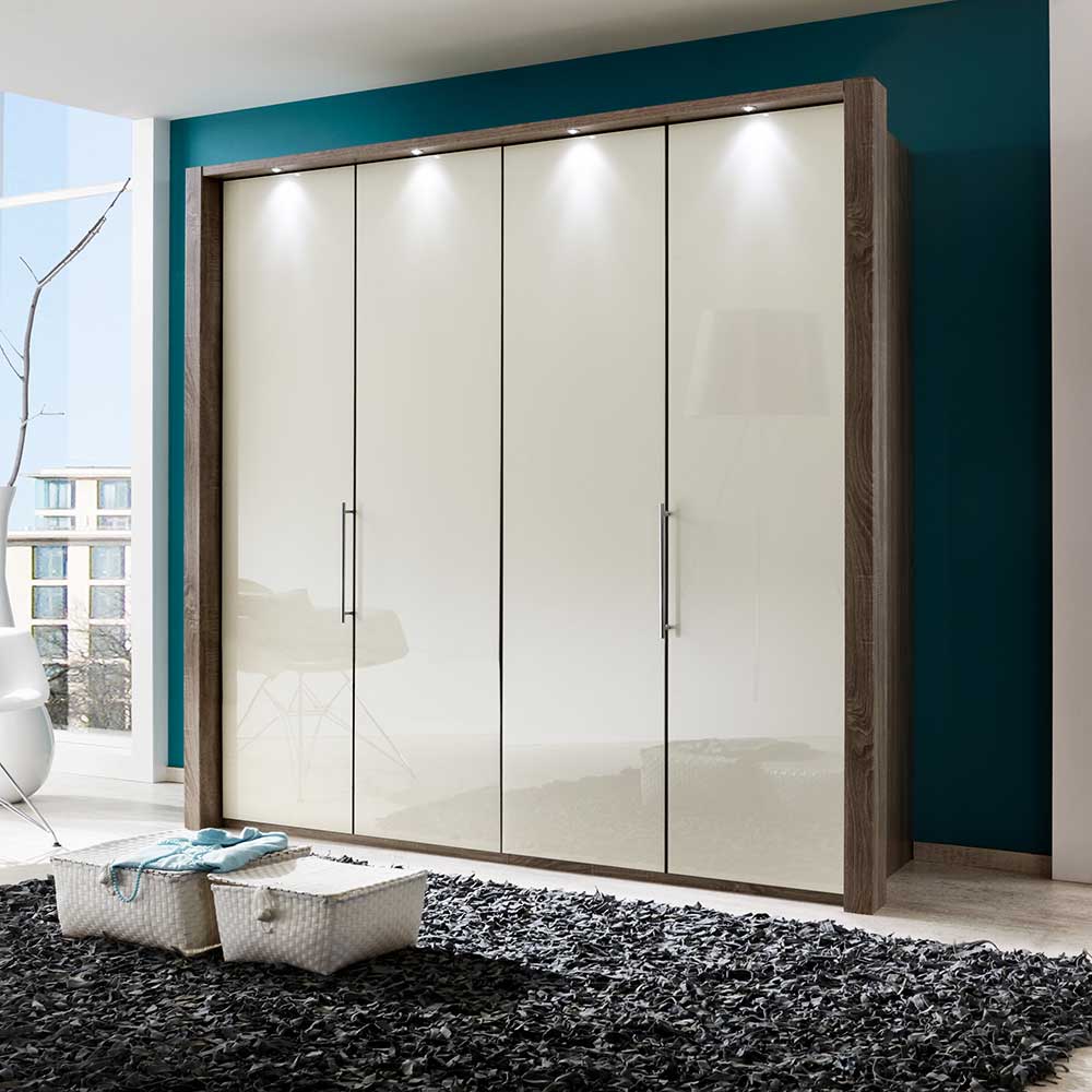 Schlafzimmerschrank Prismo in Weiß Creme mit Gleittüren