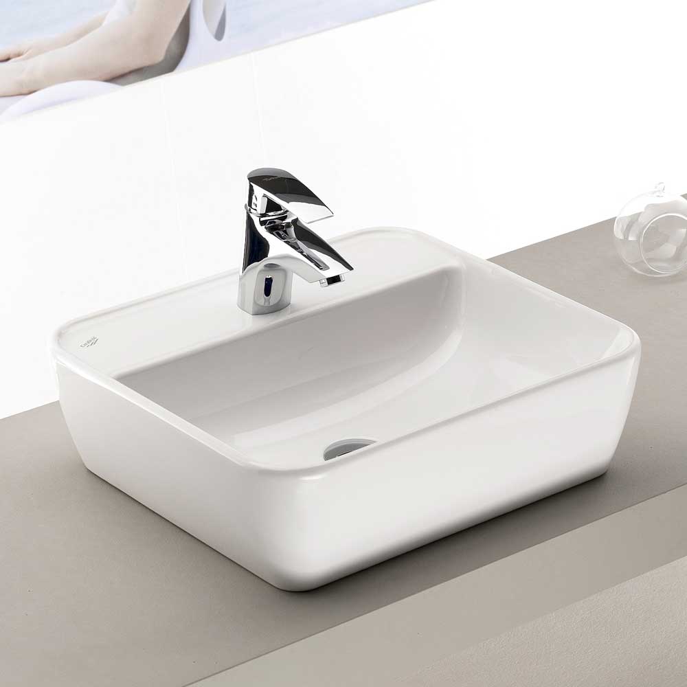 Aufsatz Waschbecken Besdos aus Keramik in Weiß