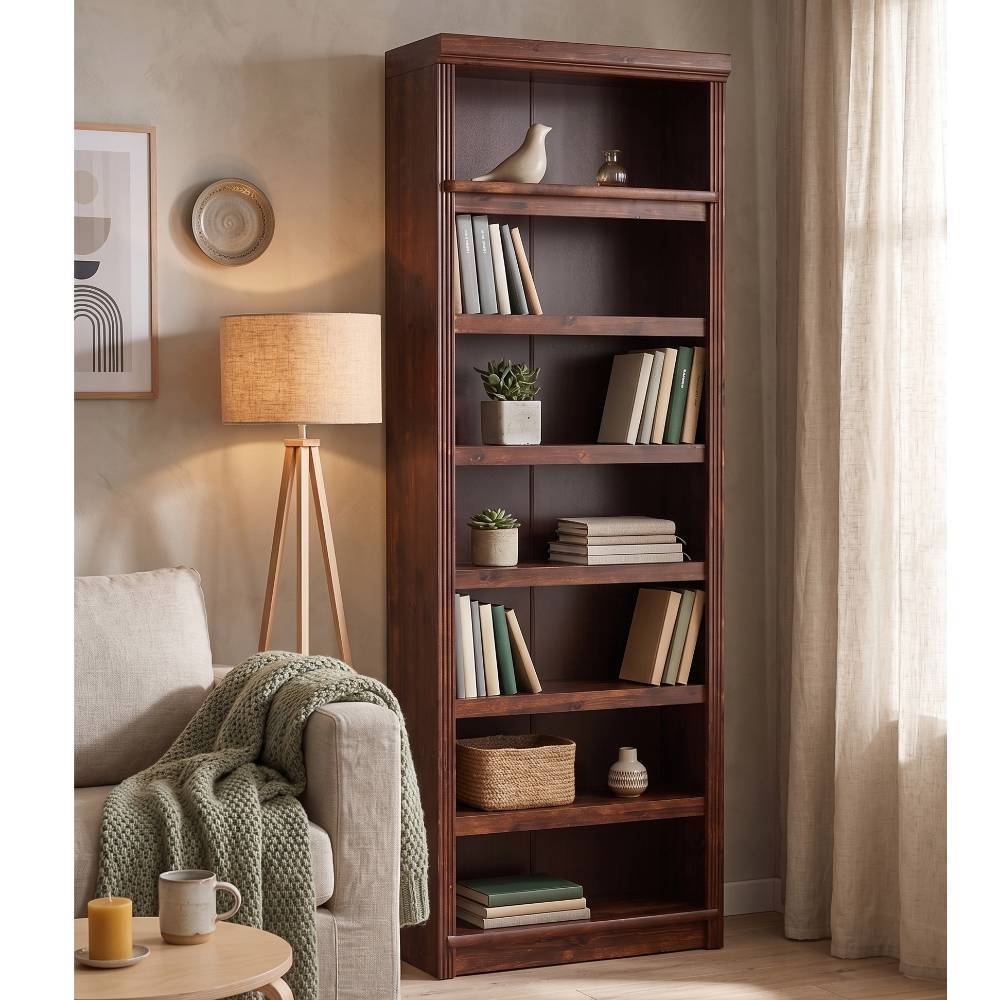 Wohnzimmer Regal Naguera 220 cm hoch mit sechs Einlegeböden