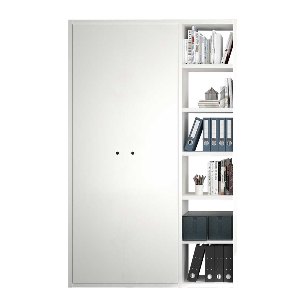 Büro Standregal mit Türen Marosso in Weiß 140 cm breit