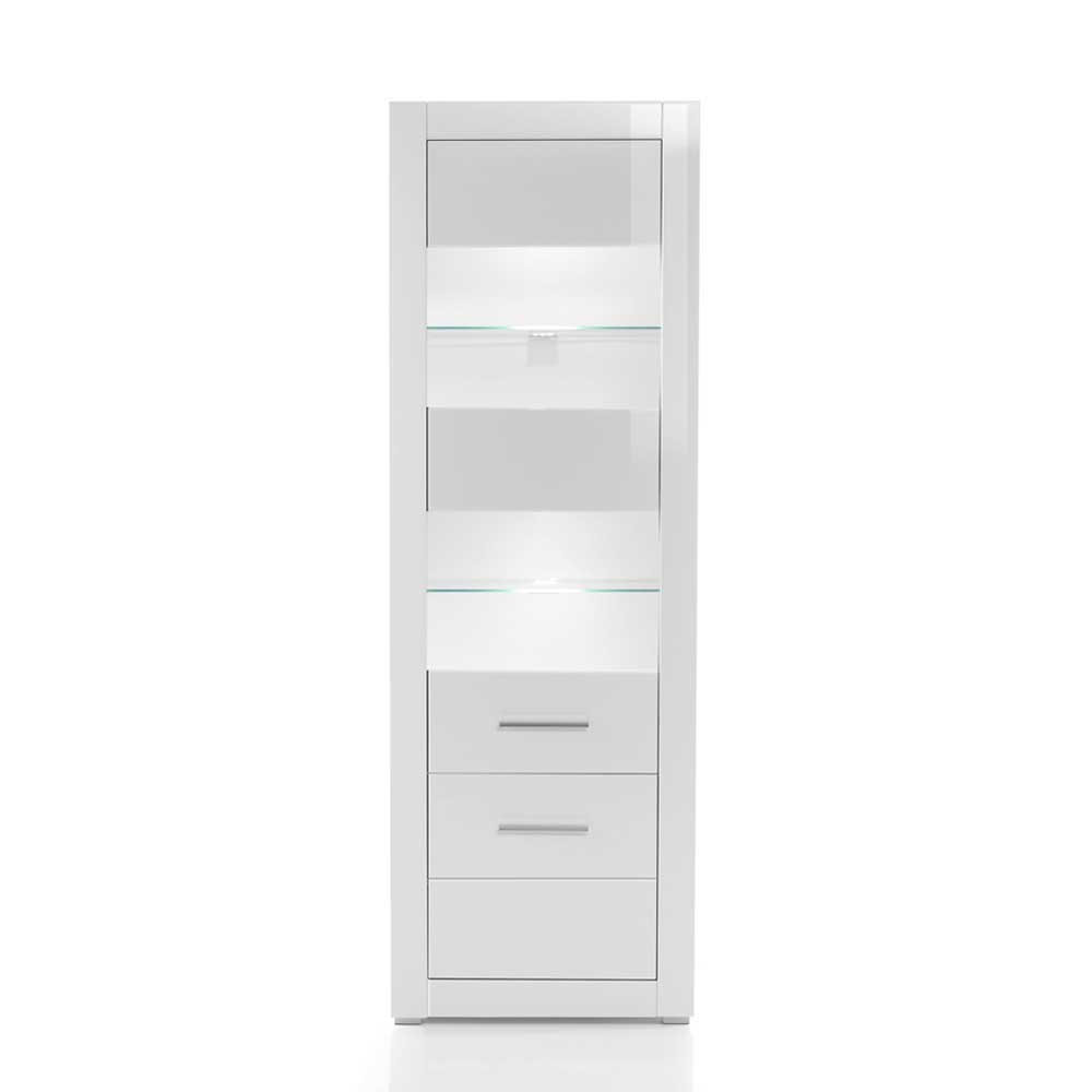 Wohnzimmervitrine Triango in Weiß Hochglanz 65 cm breit