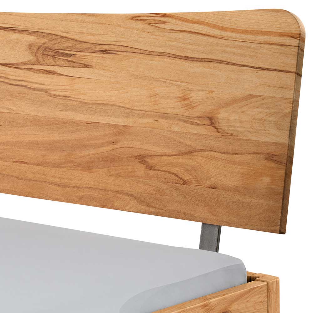 Doppelbett modern Wildbuche Evanuela mit Vierfußgestell aus Metall 84 cm hoch
