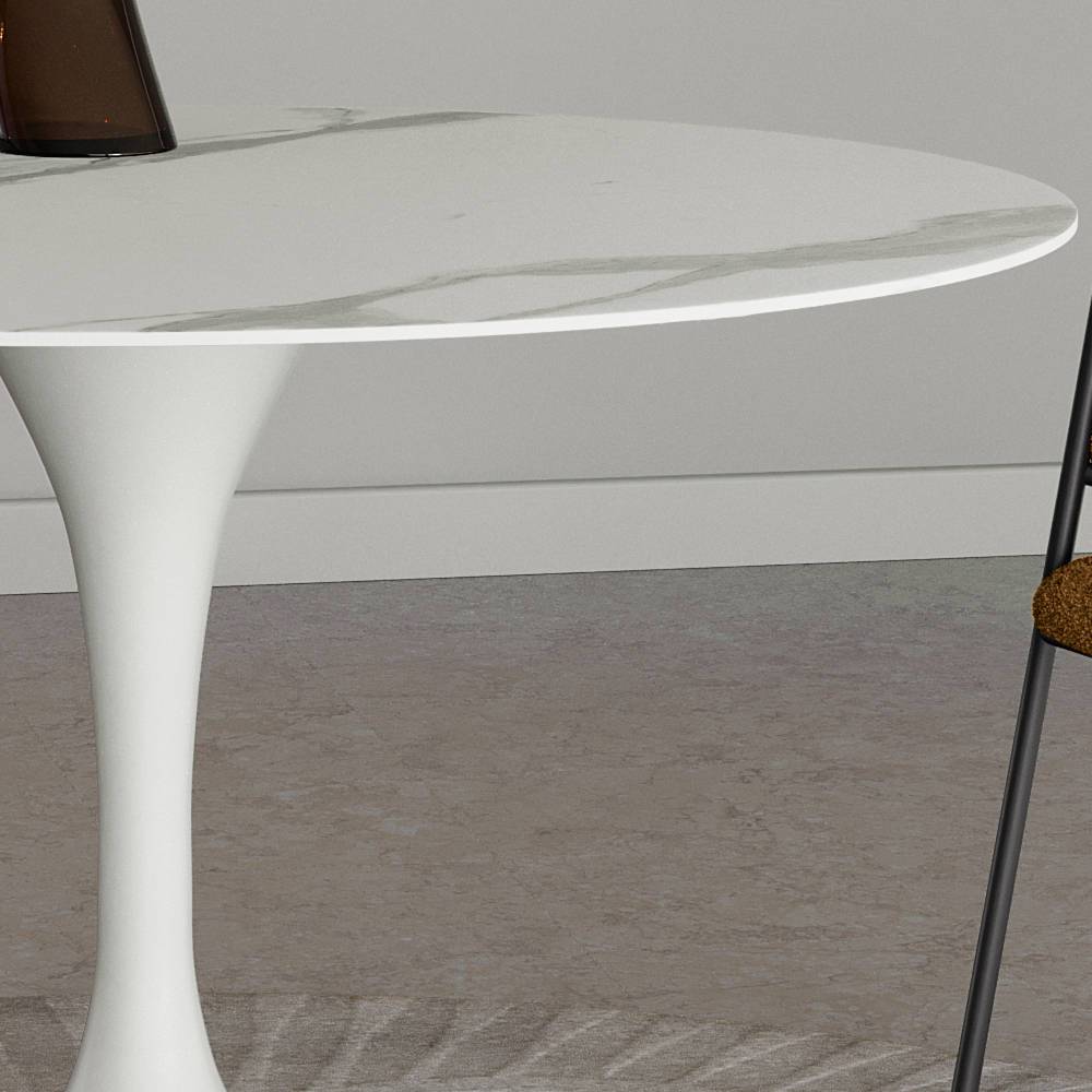 Esszimmer Tisch Kuta mit Trompetenfuß in Marmor Optik