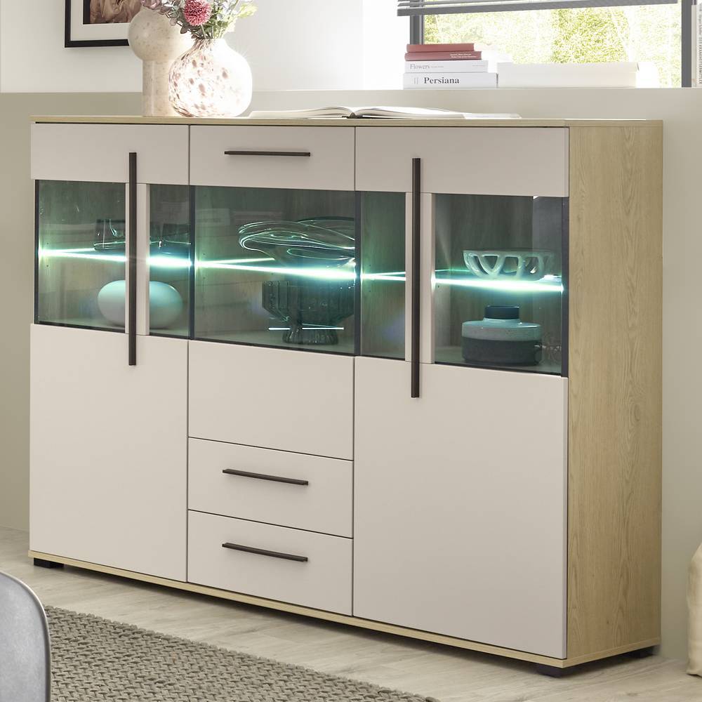 Highboard Helina in modernem Design mit Glastüren