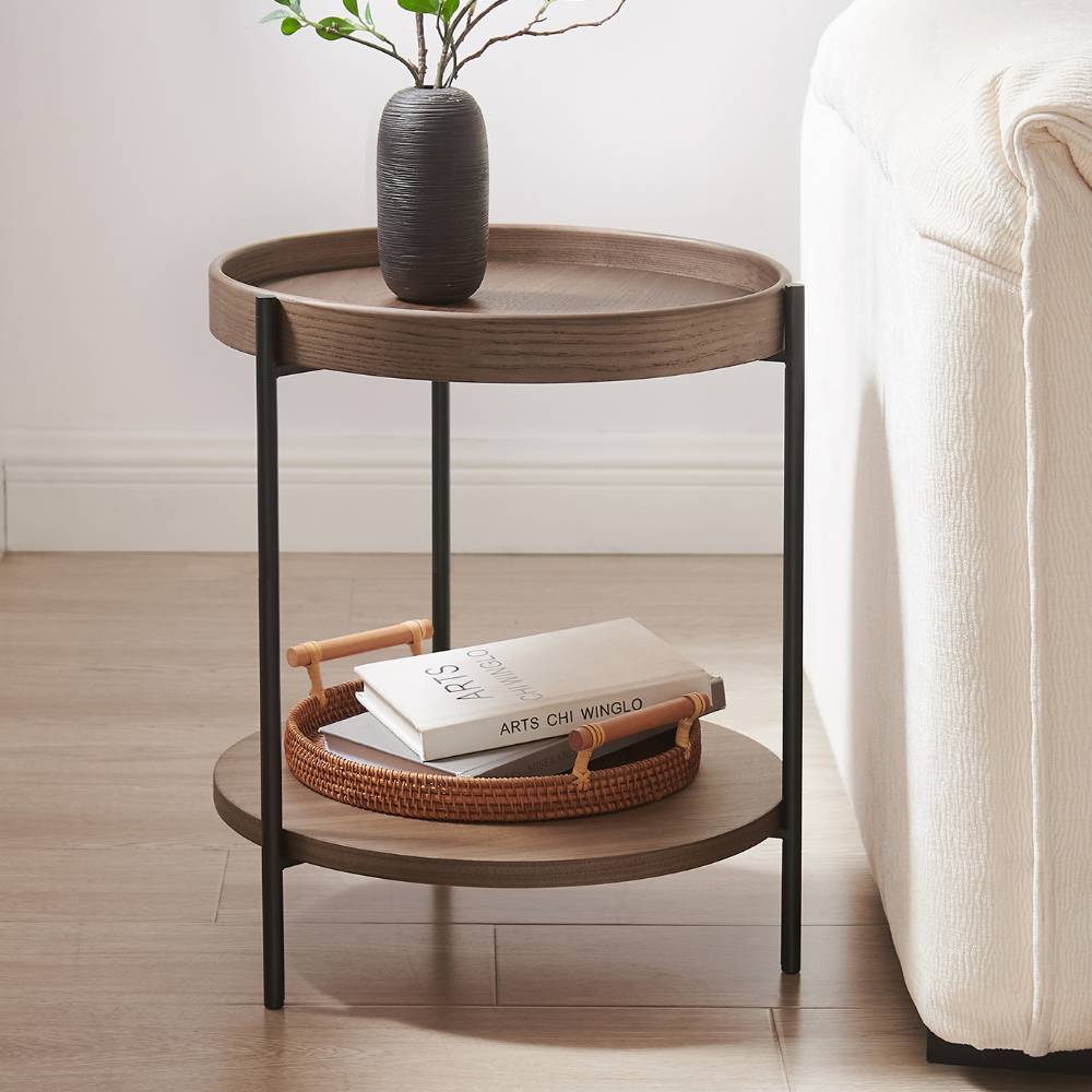 Beistelltisch Sofa Dacura in runder Form echtholzfurniert