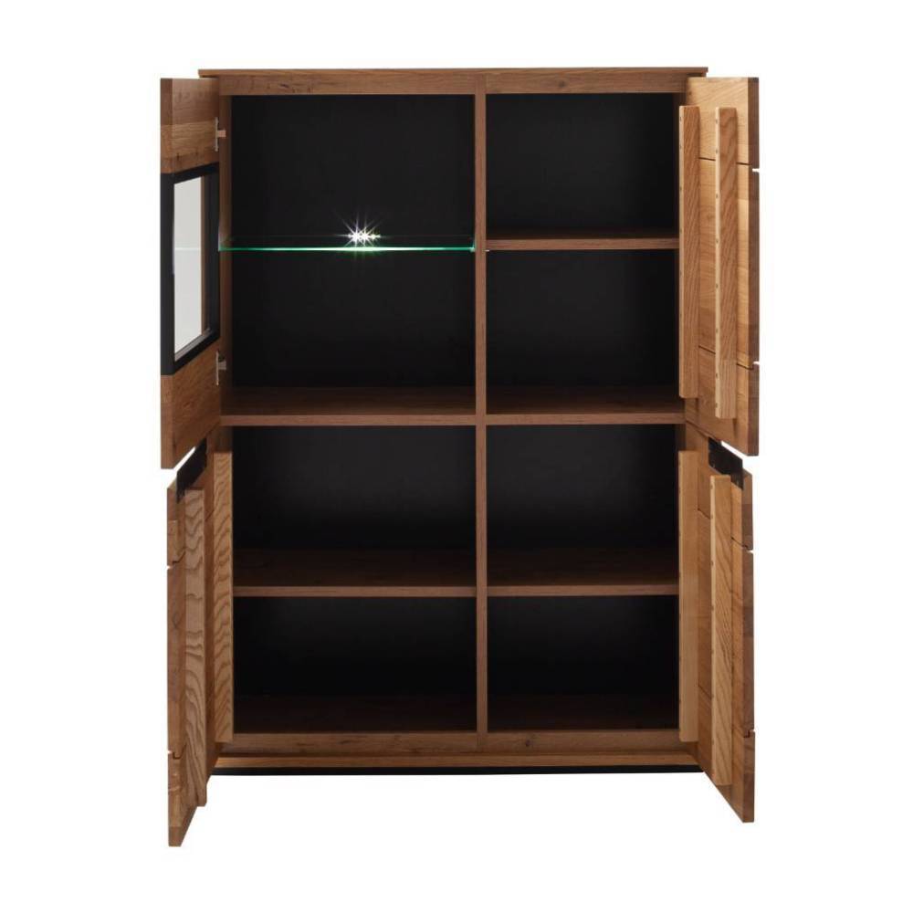 Wohnzimmer Highboard Sisam 130 cm hoch mit Glastür links