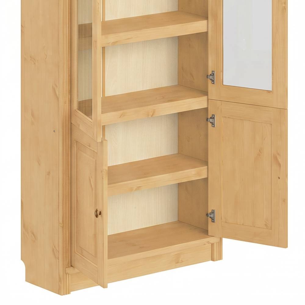 Bücher Vitrine Claros aus Kiefer Massivholz mit Glastüren