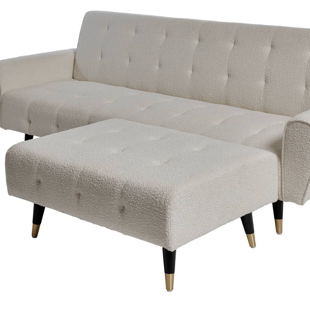 Schlafsofa Sair aus Boucle Stoff in Offwhite (zweiteilig)
