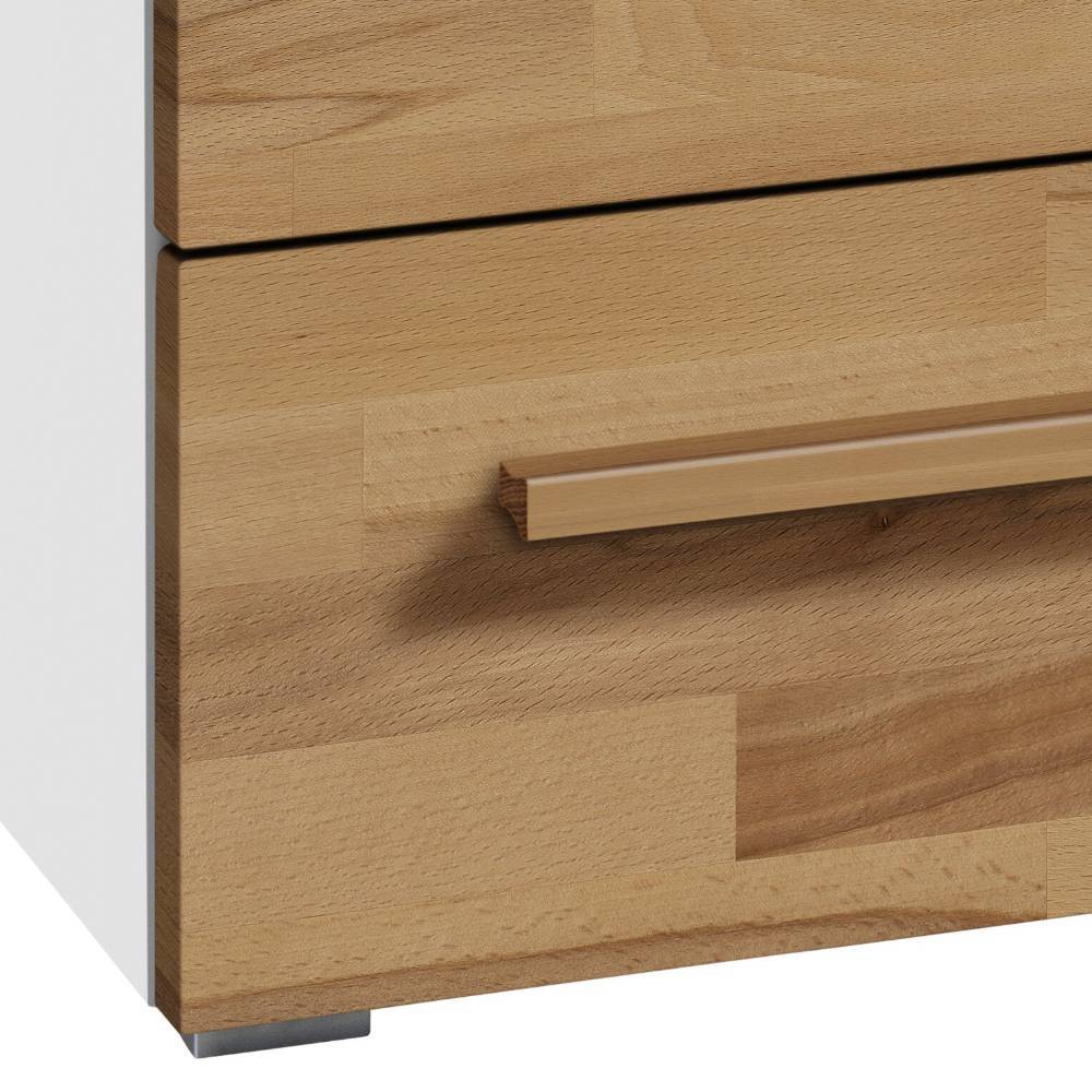 Schlafzimmer Kommode Matreos in Kernbuchefarben & Weiß mit Drehtür